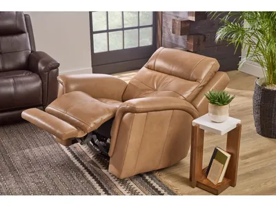 Ranger Brown Leather Power Recliner with Power Headrest, Lumbar, Heat & Massage