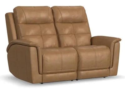 Ranger Leather Power Reclining Loveseat with Power Headrest, Lumbar, Heat & Massage