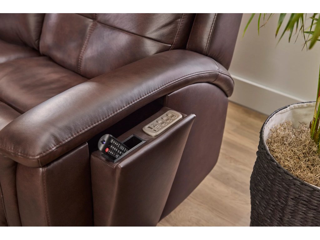Ranger Leather Power Reclining Sofa with Console, Power Headrest, Lumbar, Heat & Massage - image 4