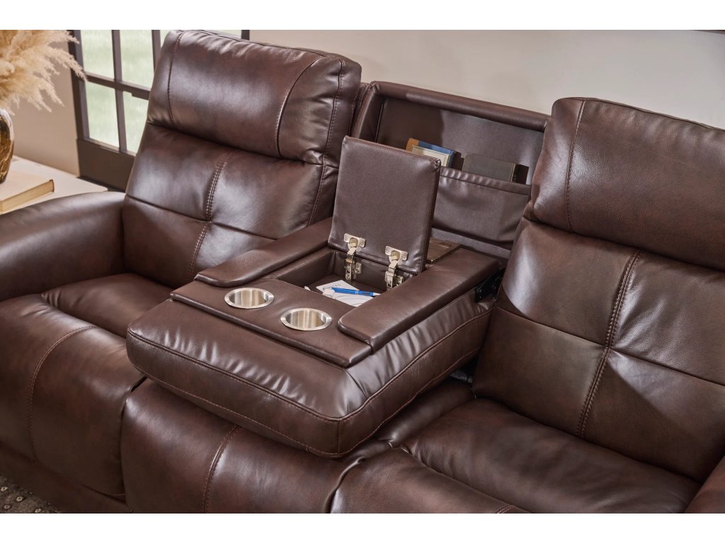 Ranger Leather Power Reclining Sofa with Console, Power Headrest, Lumbar, Heat & Massage - image 5