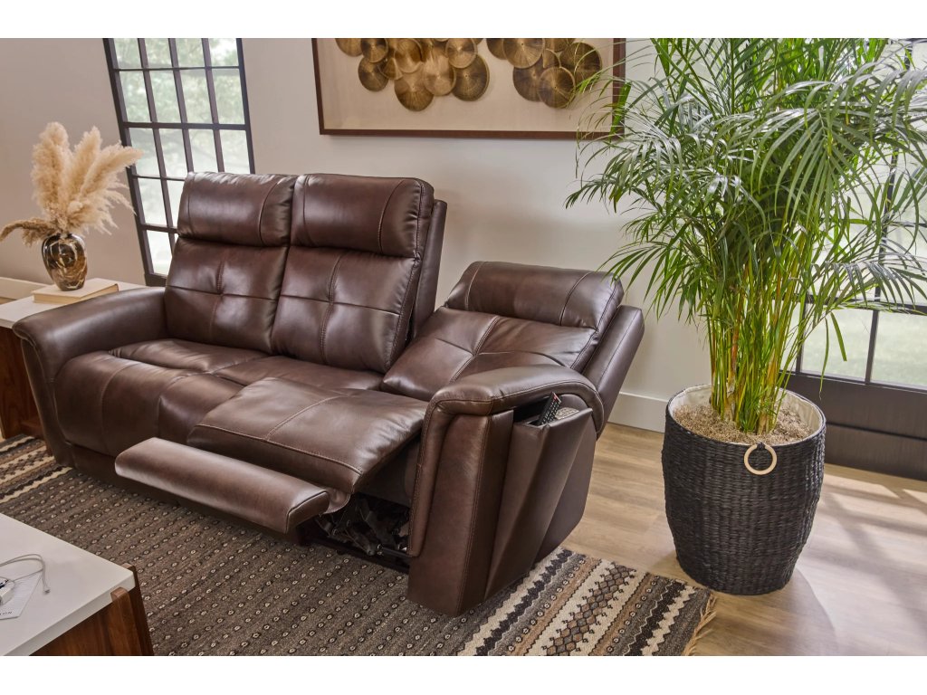 Ranger Leather Power Reclining Sofa with Console, Power Headrest, Lumbar, Heat & Massage - image 6