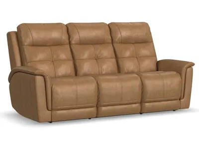 Ranger Leather Power Reclining Sofa with Console, Power Headrest, Lumbar, Heat & Massage