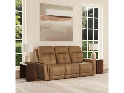 Ranger Leather Power Reclining Sofa with Console, Power Headrest, Lumbar, Heat & Massage