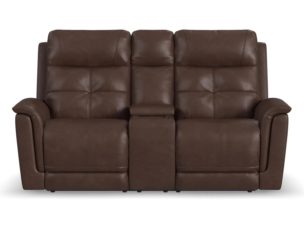 Ranger Leather Power Reclining Loveseat with Console, Power Headrest, Lumbar, Heat & Massage - image 2