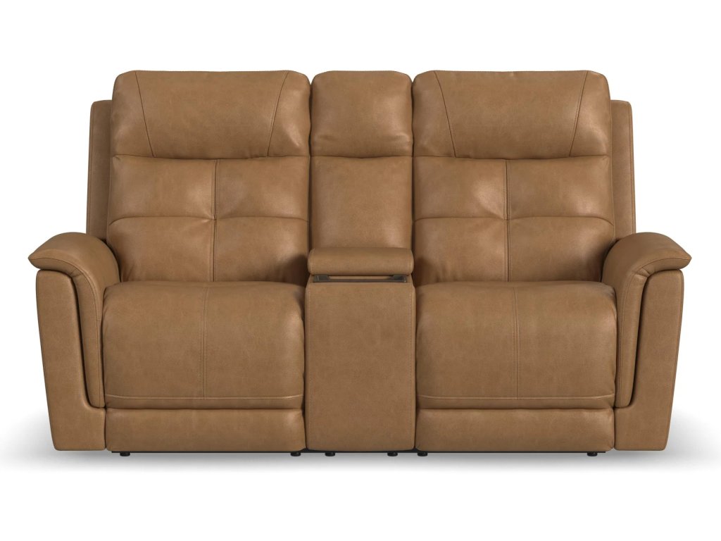 Ranger Leather Power Reclining Loveseat with Console, Power Headrest, Lumbar, Heat & Massage - image 2