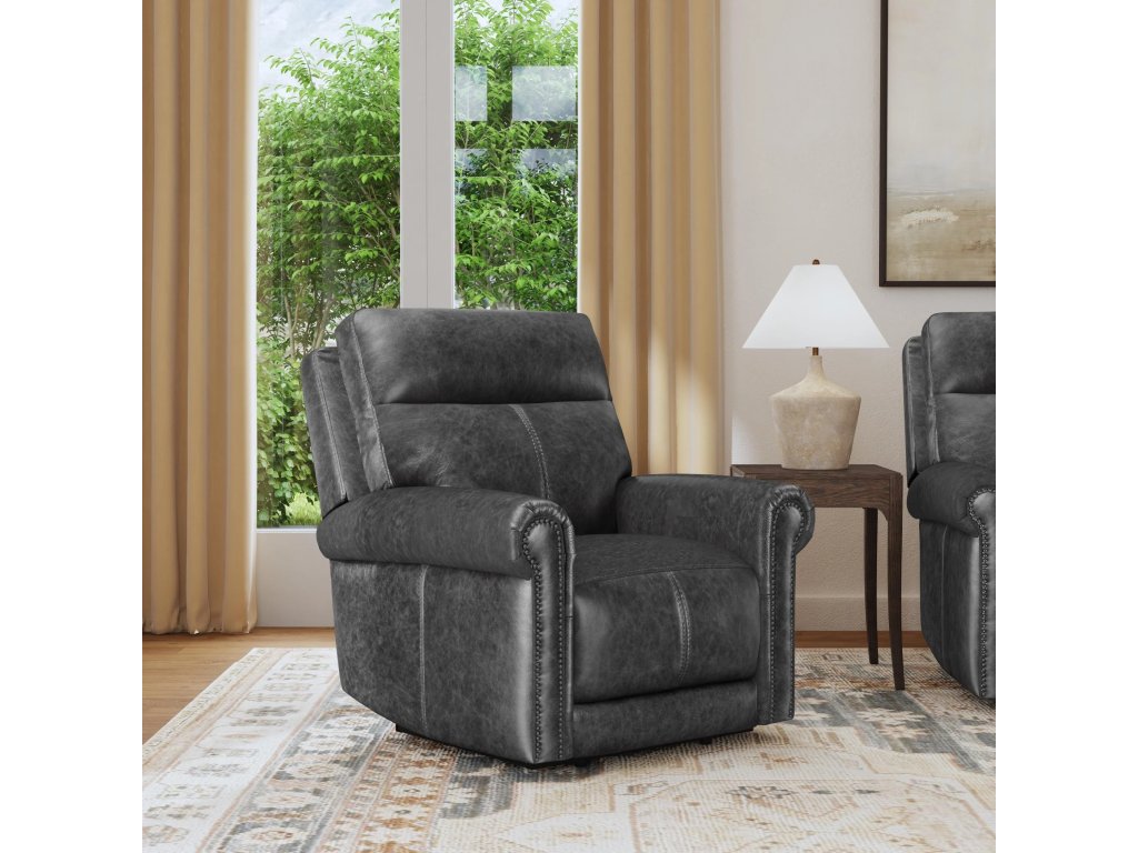 Alexander Leather Power Recliner with Power Headrest & Lumbar - image 4