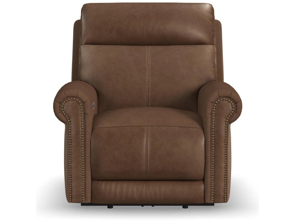 Alexander Leather Power Recliner with Power Headrest & Lumbar - image 2