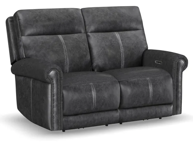 Alexander Leather Power Reclining Loveseat with Power Headrest & Lumbar