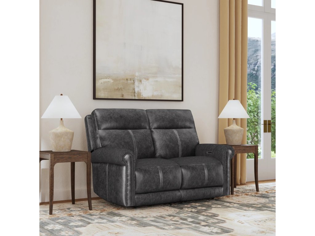 Alexander Leather Power Reclining Loveseat with Power Headrest & Lumbar - image 1