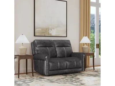 Alexander Leather Power Reclining Loveseat with Power Headrest & Lumbar - Alternative View