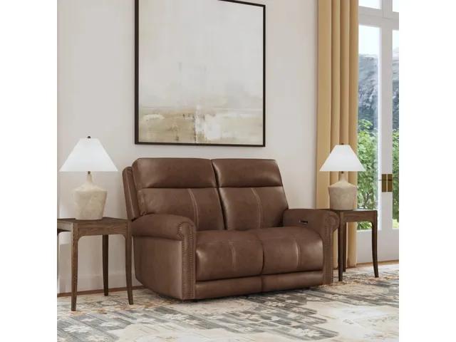 Alexander Leather Power Reclining Loveseat with Power Headrest & Lumbar - Alternative View