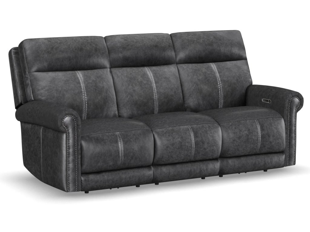 Alexander Leather Power Reclining Sofa with Console, Power Headrest & Lumbar - main image