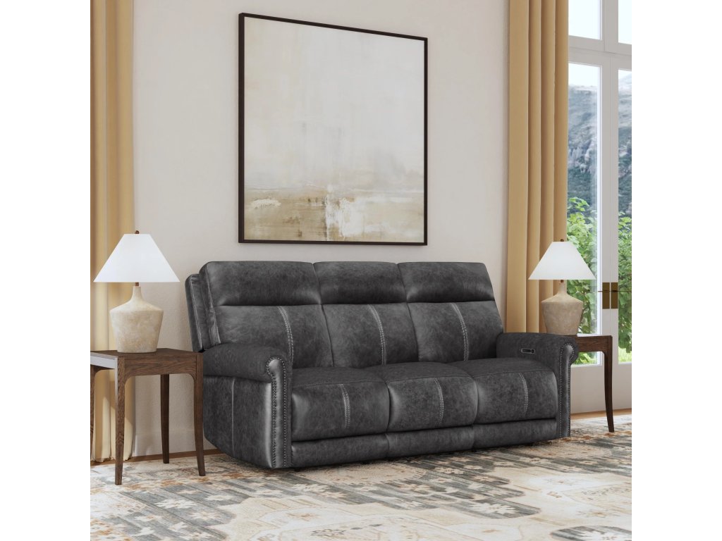 Alexander Leather Power Reclining Sofa with Console, Power Headrest & Lumbar - image 1