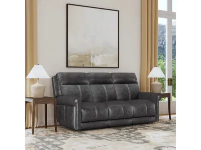 Alexander Leather Power Reclining Sofa with Console, Power Headrest & Lumbar
