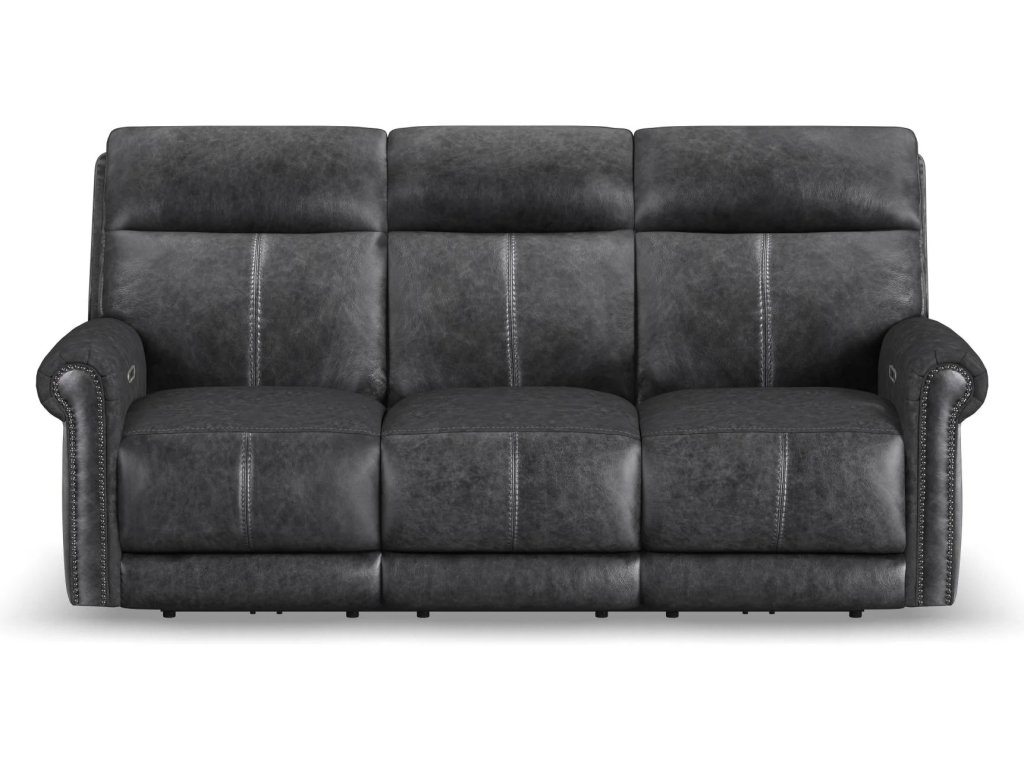 Alexander Leather Power Reclining Sofa with Console, Power Headrest & Lumbar - image 2