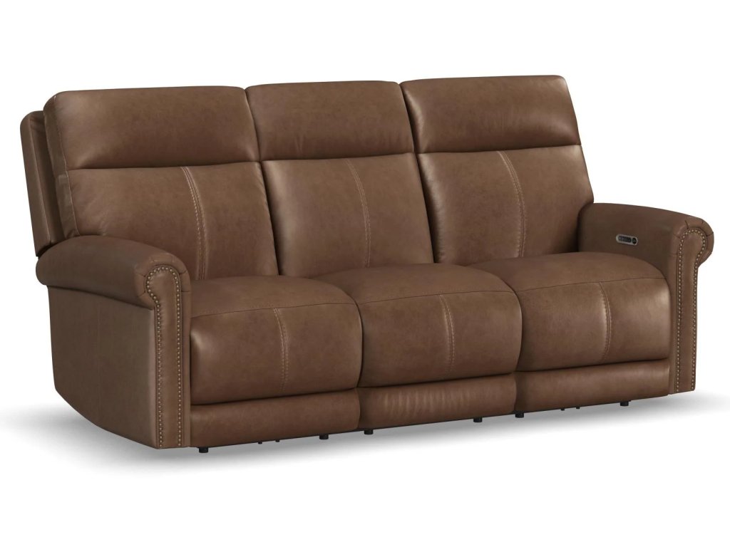 Alexander Leather Power Reclining Sofa with Console, Power Headrest & Lumbar - main image