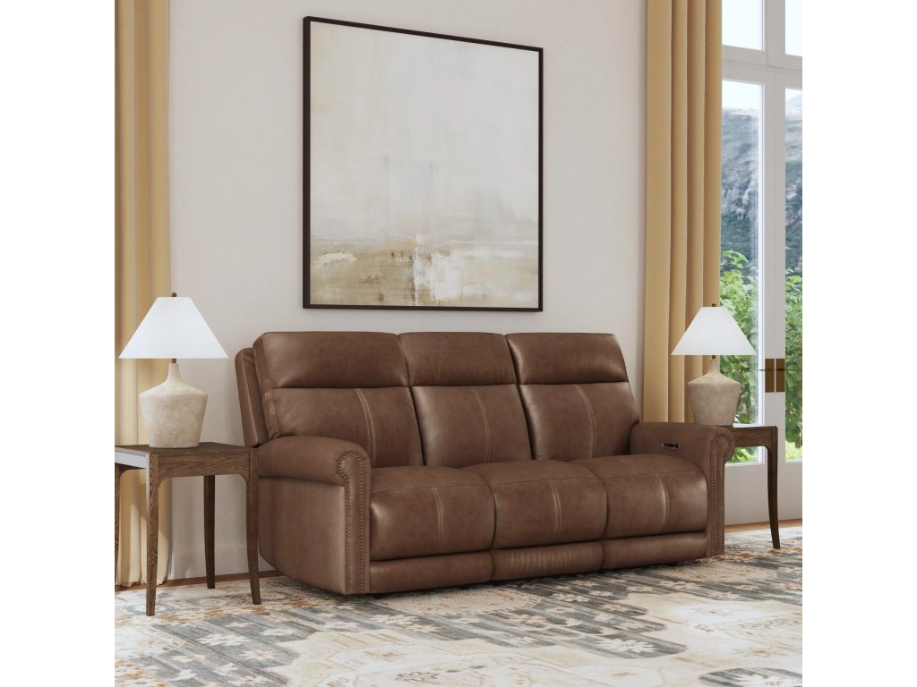 Alexander Leather Power Reclining Sofa with Console, Power Headrest & Lumbar - image 1