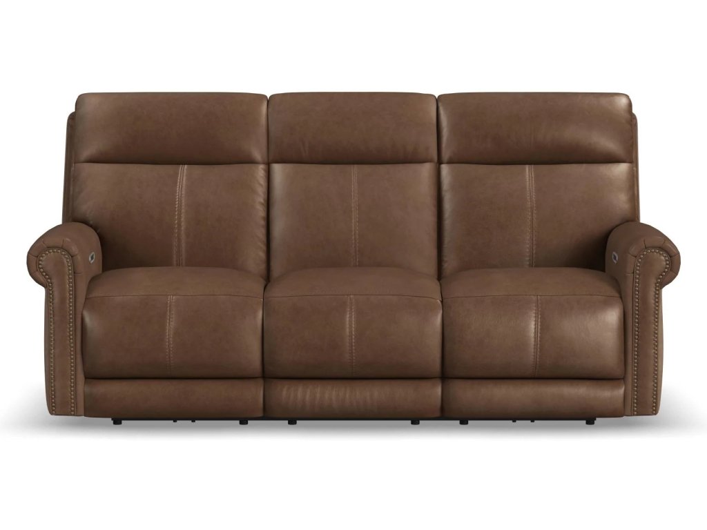 Alexander Leather Power Reclining Sofa with Console, Power Headrest & Lumbar - image 2