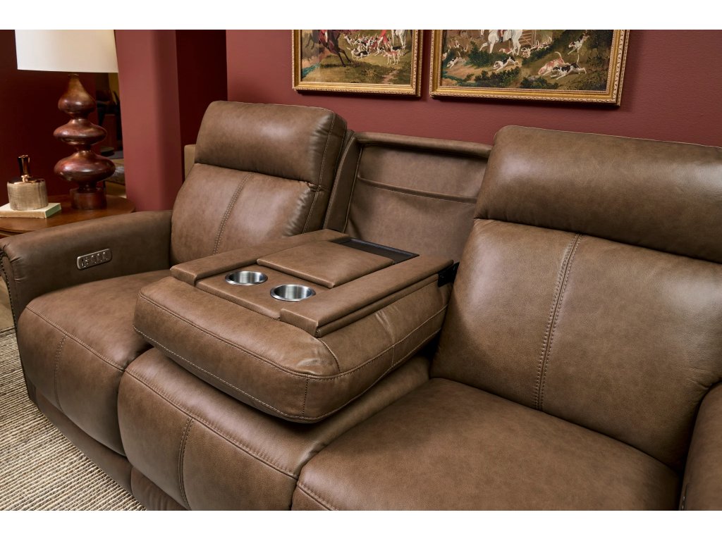 Alexander Leather Power Reclining Sofa with Console, Power Headrest & Lumbar - image 5