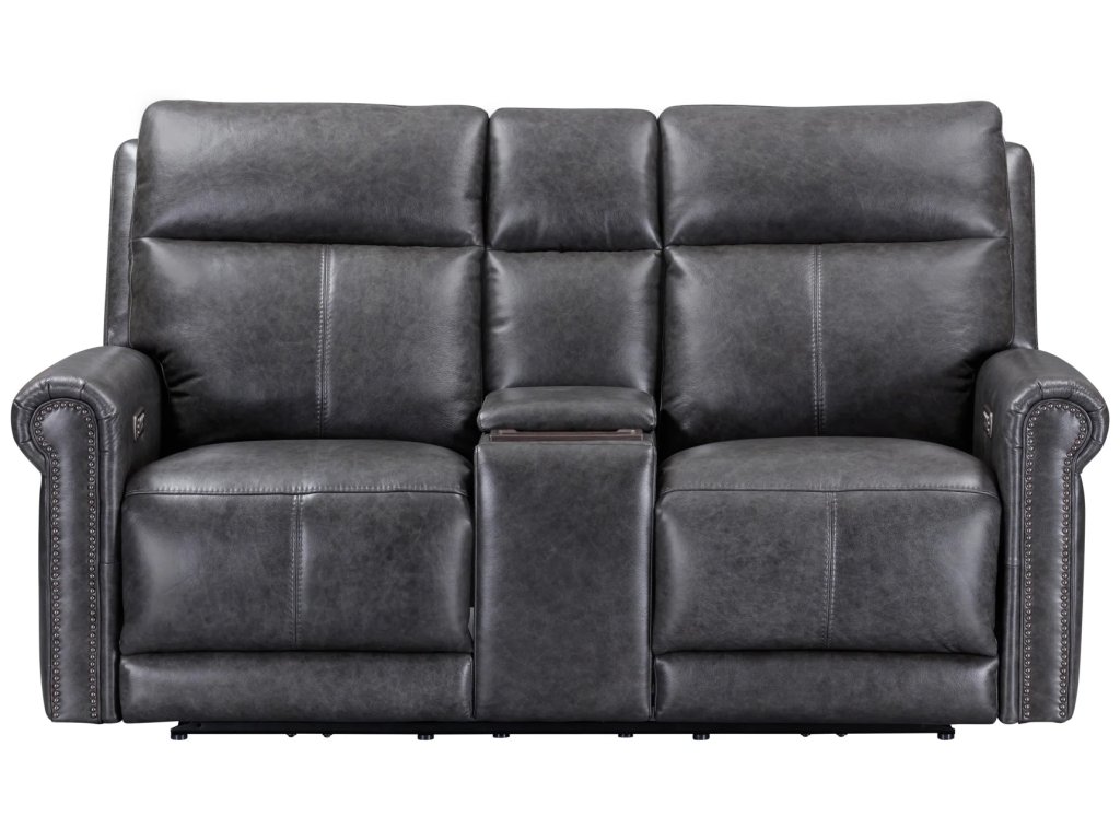 Alexander Leather Power Reclining Loveseat with Console, Power Headrest & Lumbar - image 2