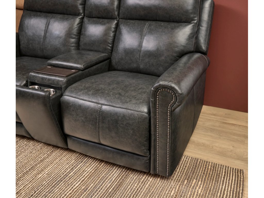Alexander Leather Power Reclining Loveseat with Console, Power Headrest & Lumbar - image 4