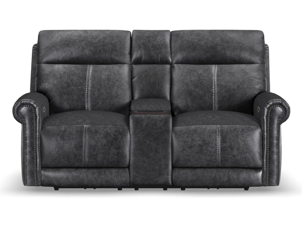 Alexander Leather Power Reclining Loveseat with Console, Power Headrest & Lumbar - image 5