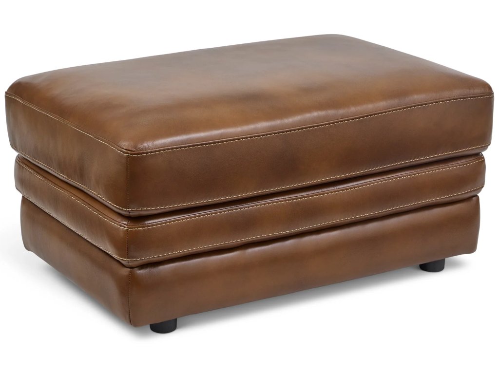 David Pecan Leather Ottoman - main image