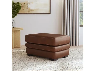 David Pecan Leather Ottoman - Alternative View