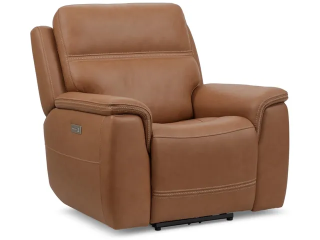 Sawyer Leather Power Recliner with Power Headrest & Lumbar