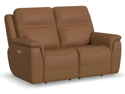 Sawyer Leather Power Reclining Loveseat w/ Pwr Headrests, Lumbar