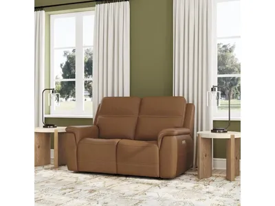 Sawyer Leather Power Reclining Loveseat w/ Pwr Headrests, Lumbar - Alternative View