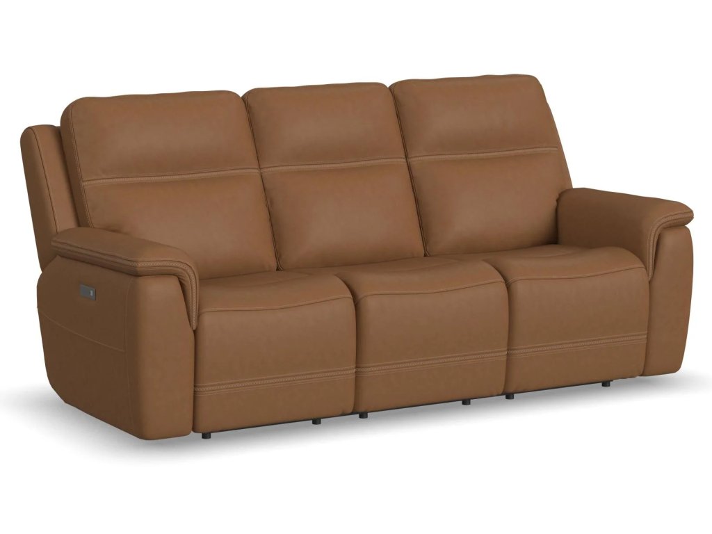 Sawyer Leather Power Reclining Sofa with Power Headrests & Lumbar - main image