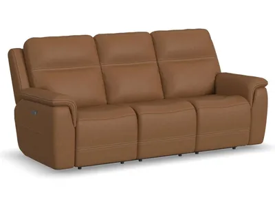 Sawyer Leather Power Reclining Sofa with Power Headrests & Lumbar