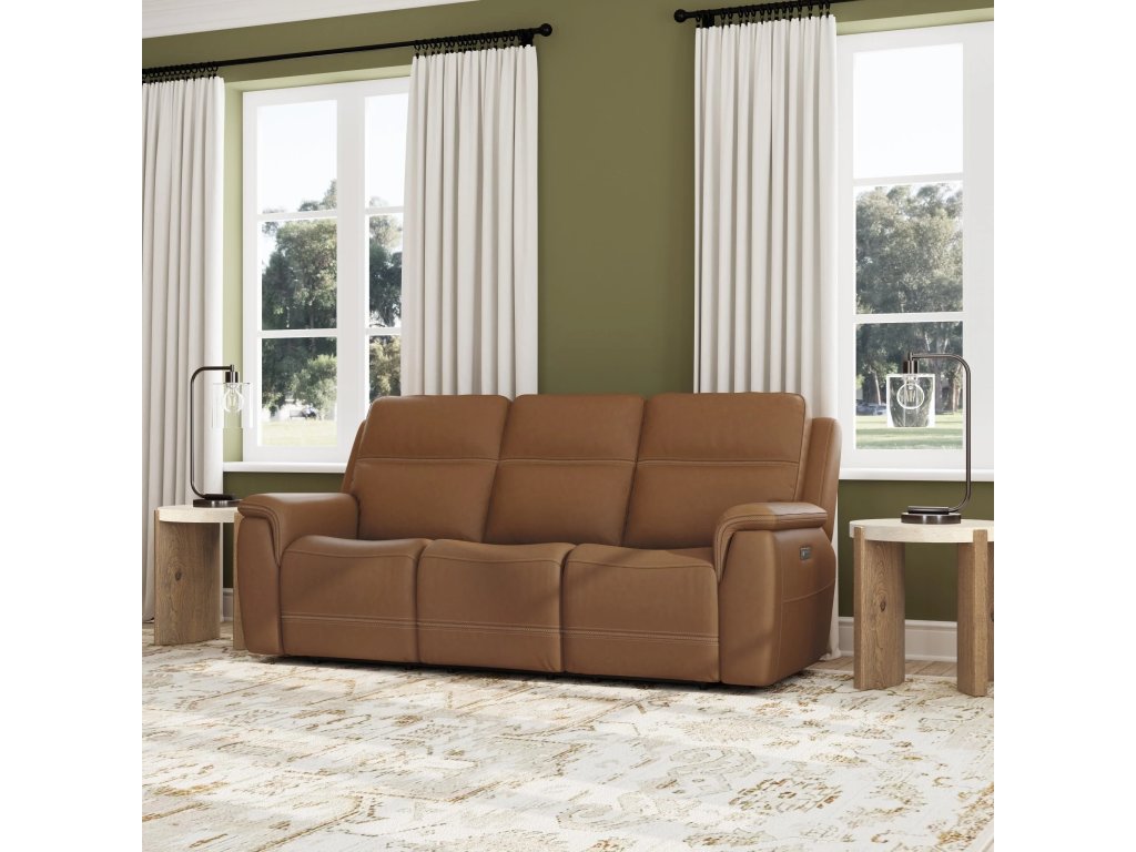 Sawyer Leather Power Reclining Sofa with Power Headrests & Lumbar - image 1