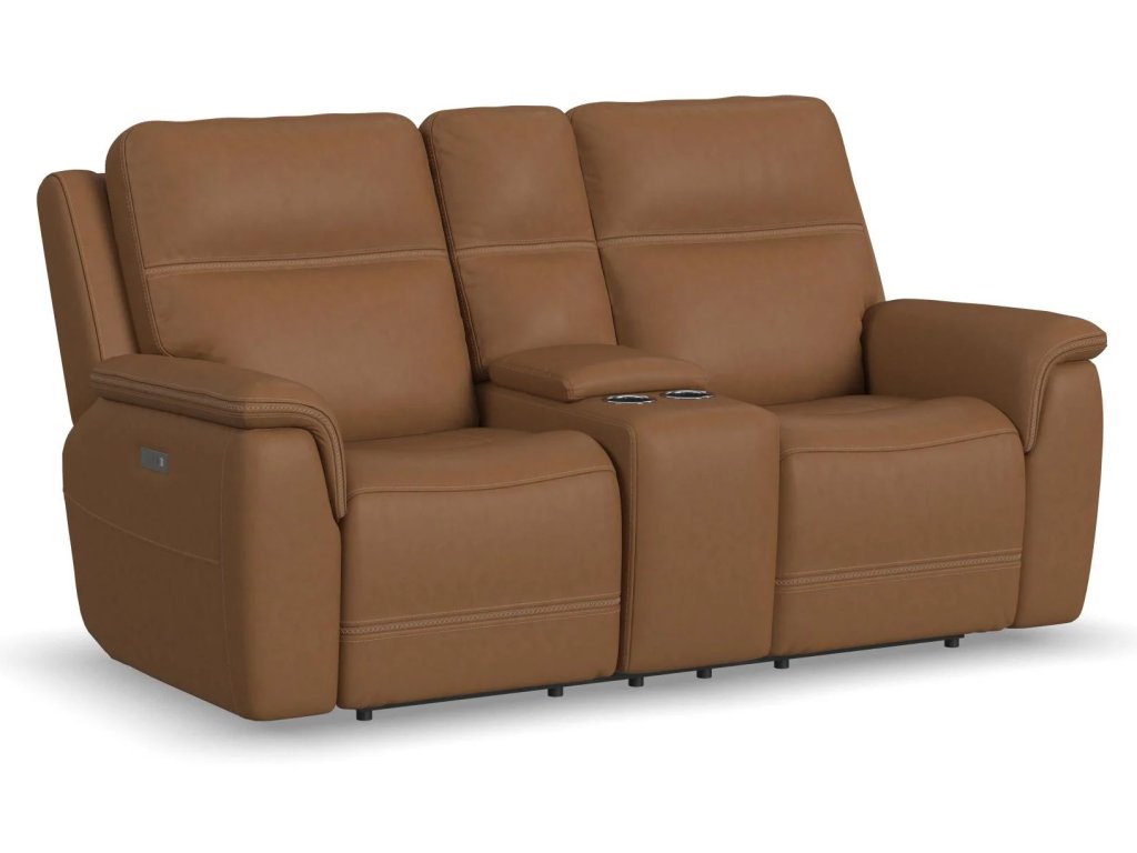 Sawyer Leather Pwr Recl Loveseat w/ Console, Pwr Hdrsts, Lumbar - main image