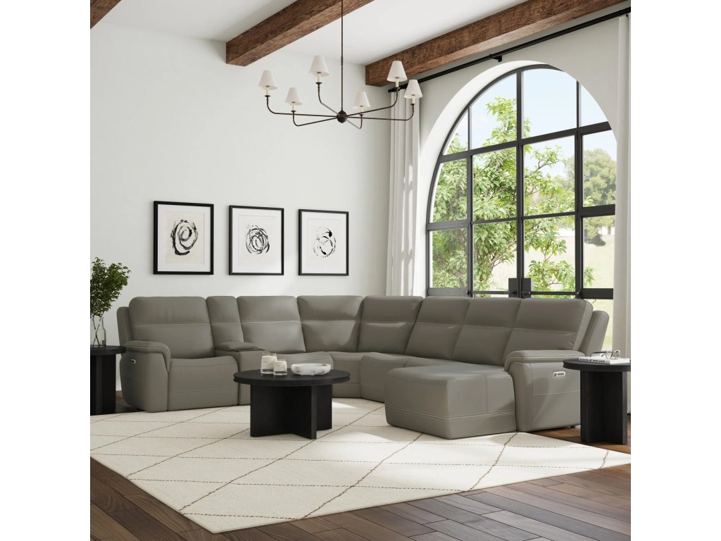 Sawyer Leather Power Reclining Sectional with Power Headrests & Lumbar - image 1