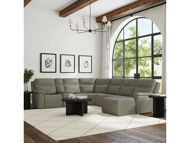 Sawyer Leather Power Reclining Sectional with Power Headrests & Lumbar - Alternative View