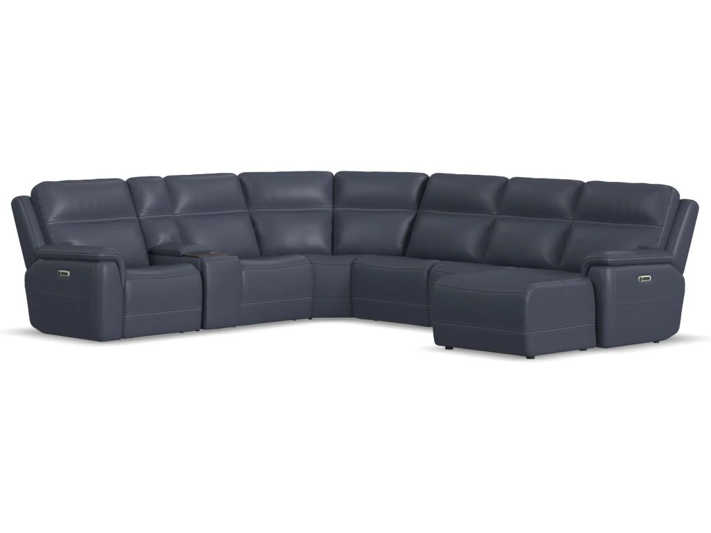 Sawyer Leather Power Reclining Sectional with Power Headrests & Lumbar - main image