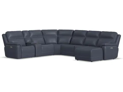 Sawyer Leather Power Reclining Sectional with Power Headrests & Lumbar