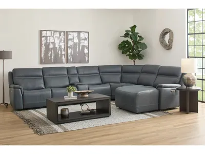 Sawyer Leather Power Reclining Sectional with Power Headrests & Lumbar - Alternative View