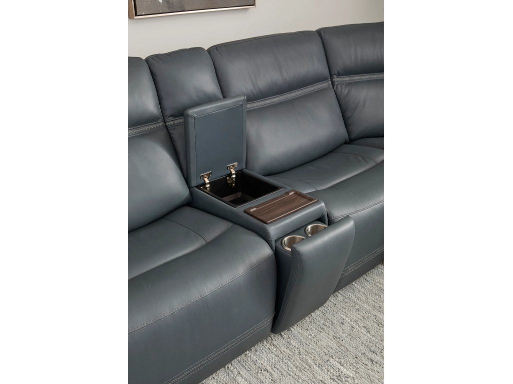 Sawyer Leather Power Reclining Sectional with Power Headrests & Lumbar - image 3