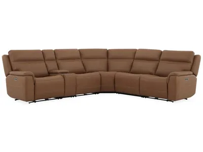 Sawyer Leather Power Reclining Sectional with Power Headrests & Lumbar
