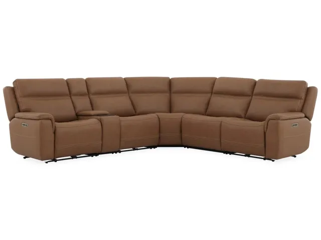 Sawyer Leather Power Reclining Sectional with Power Headrests & Lumbar