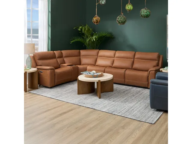 Sawyer Leather Power Reclining Sectional with Power Headrests & Lumbar - Alternative View