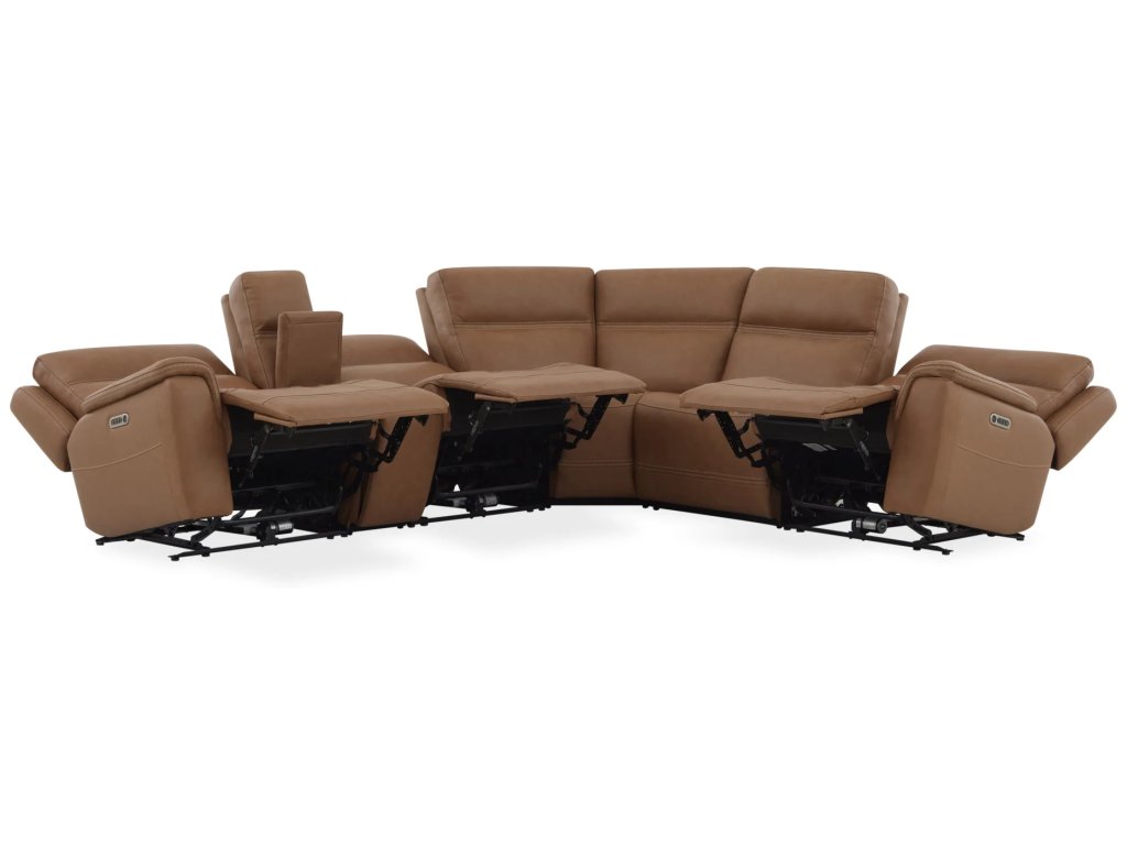 Sawyer Leather Power Reclining Sectional with Power Headrests & Lumbar - image 4