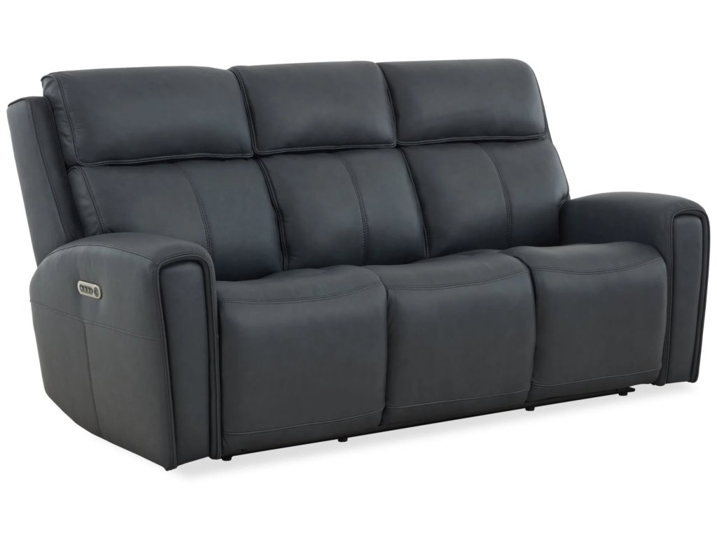 Warren Leather Power Reclining Sofa with Console, Power Headrest & Lumbar - main image