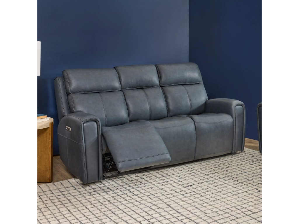 Warren Leather Power Reclining Sofa with Console, Power Headrest & Lumbar - image 1