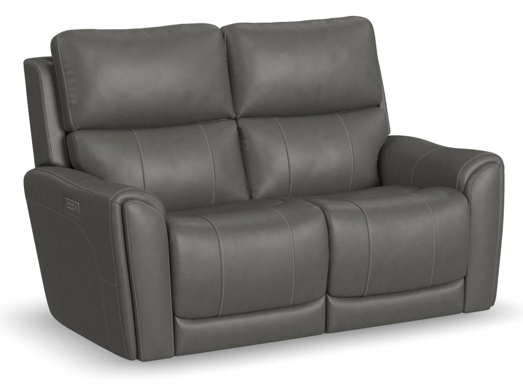 Calvin Smoke Fabric Power Reclining Loveseat with Power Headrests & Lumbar - main image