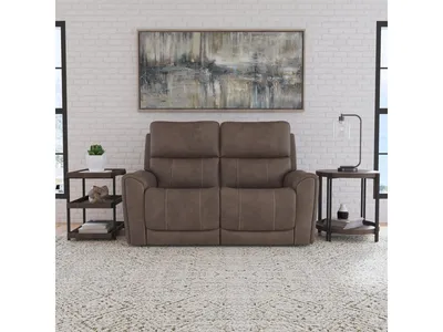 Calvin Cuppuccino Fabric Power Reclining Loveseat with Power Headrests & Lumbar - Alternative View