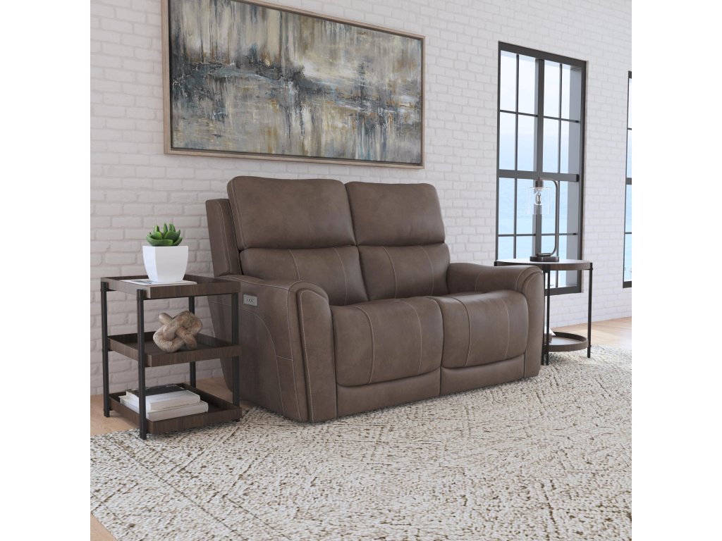 Calvin Cuppuccino Fabric Power Reclining Loveseat with Power Headrests & Lumbar - image 4